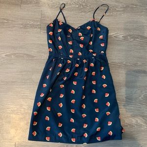 Jcrew watermelon navy spaghetti strap dress